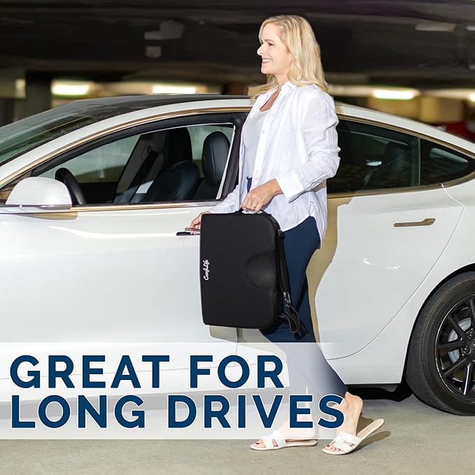 ComfiLife Car Seat Cushion–Premium Wedge 100% Polyurethane Foam Car Cushions for Driving–Auto Seat Cushion–Back & Sciatica Pain Relief for Long Drives–Comfort for Car Driver,Office, Truck Seat (Black)