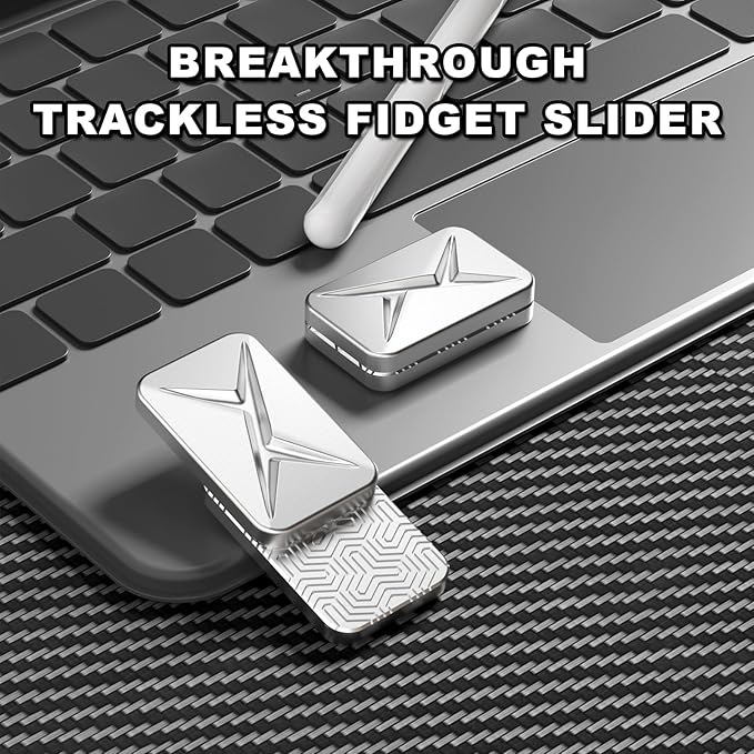 Breakthrough Fidget Slider, Trackless Fidget Slider for Fancy Play, EDC Fidget Toys Adults Sensory Toys Home Office Executive Desk Toys Gift for ADHD/ADD/Autism (Original Silver)