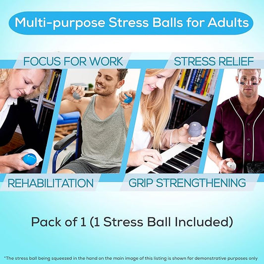 Serenilite Stress Balls for Adults, Squeeze Ball for Hand Therapy, Stress Ball, Hand Exercisers for Therapy & Grip Strengthening, Physical Therapy Balls, Hand Grip Strengthener.