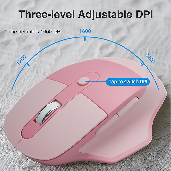 Wireless Ergonomic Keyboard and Mouse Combo with PU Wrist Rest, Carpal Tunnel Keyboard, 2.4G Colorful Split Ergo Keyboard, Comfortable Natural Typing, Compatible with PC/Laptop (Pink)