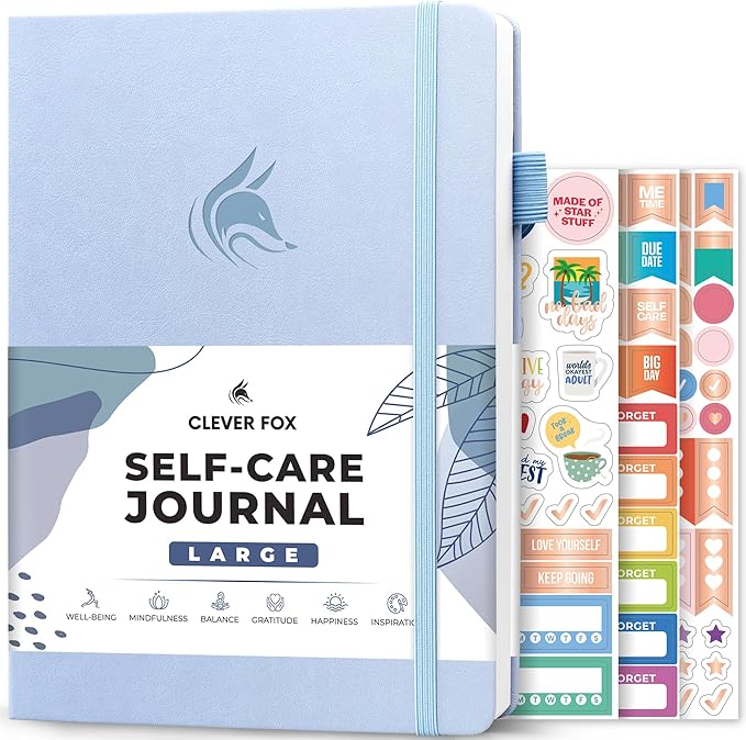 Clever Fox Self-Care Journal – Wellness & Daily Reflection Notebook – Mental Health & Personal Development – Self-Care, Meditation & Mood Journal for Women & Men – Large (Periwinkle)