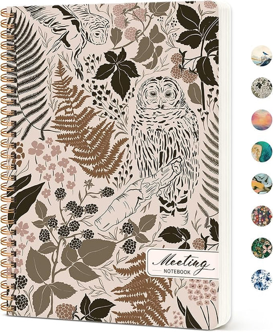 Meeting Notebook for Work Organization, Aesthetic Meeting Minutes Notebook for Work, Event Project Agenda Planner Organizer, Perfect for Office School Business Supplies, 6.9" X 9.7" - Magic Forest