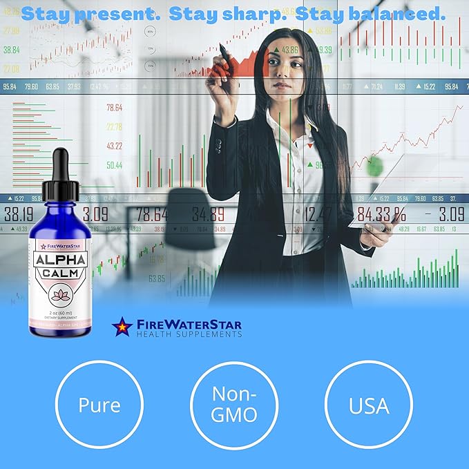 FWS Alpha GPC Calm Drops, Liquid Alpha GPC with L-Theanine, Organic, Non-GMO, Fast Acting Nootropic Brain Supplement for Memory Focus Calm, Supports Healthy Brain Function for Mental Clarity
