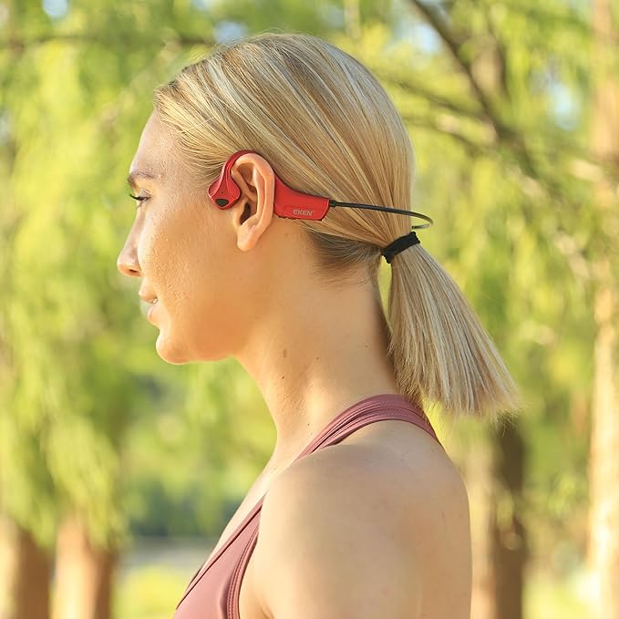 Bone Conduction Headphones Bluetooth - Open-Ear Earbuds, Wireless Headset with Mic, Titanium Lightweight Sweat Resistant for Workout Running Hiking Driving Bicycling