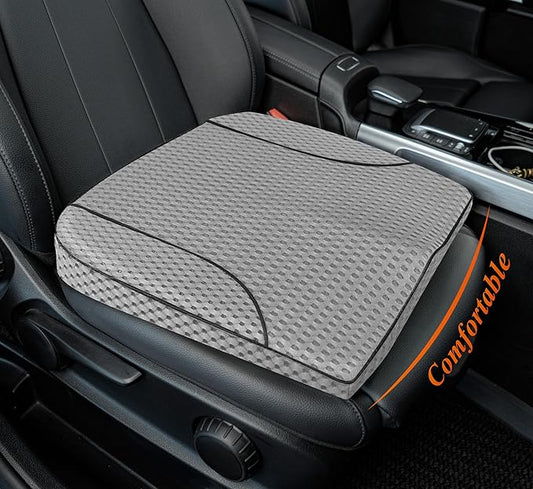 kingphenix Premium Car Seat Cushion, Memory Foam Driver Seat Cushion to Improve Driving View- Coccyx & Lower Back Pain Relief - Seat Cushion for Car, Truck, Office Chair (4D Mesh Gray)