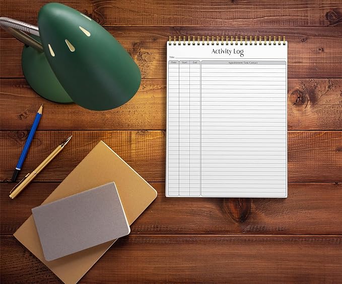Better Office Products Activity Log Notepad, 8.5" x 11", Planning Note Pad, 50 Sheets, Double-Wire Spiral, Daily Time Tracking Productivity Checklist Organizer,(1 Pack)