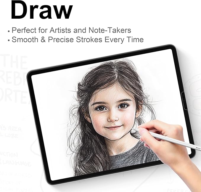 Megoo Paper Glass Screen Protector for iPad Pro 11 inch M4(2024), Matte for Drawing/Anti-Glare/Easy Installation/Protective Case Compatible, 2-Pack