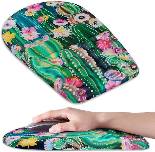 Ergonomic Mouse Pad Wrist Support,Upgrade Mousepad with Massage Design,Non-Slip PU Base Desktop Mouse Pads for Pain Relief, Computer, Office & Home,12 x 8 in（F-Abstract Cactus）