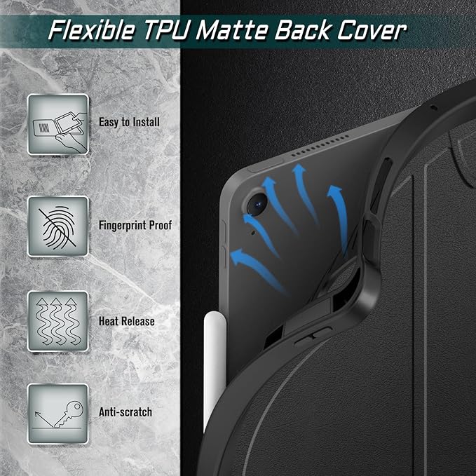 Fintie Magnetic Stand Case for iPad Air 13-inch (M3) 2025, (M2) 2024 - Multiple Angles Shockproof Rugged Soft TPU Cover with Pencil Holder, Auto Sleep/Wake, Black
