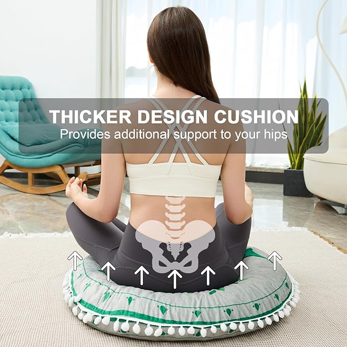 32 in Meditation Floor Cushion, Round Large Floor Pillow for Adult, Yoga Pillows for Sitting On Floor, Boho, Memory Foam Filling