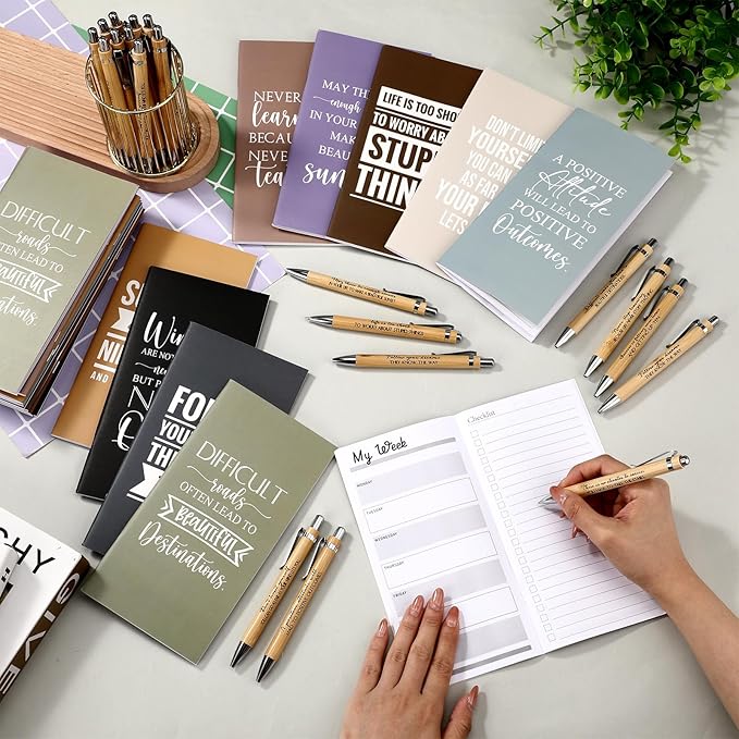 Spakon 20 Sets Christmas 2026-2027 Pocket Weekly Planners with Pens Inspirational Mini Daily Journal To Do List Goals Notepad Employee Appreciation Gift for Coworker Medical Assistant(Simple)