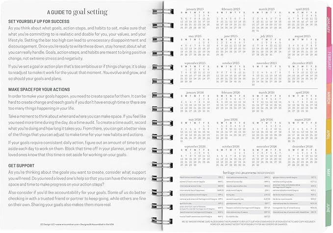 Inspired by Erin Condren A5 Undated Weekly & Daily Planner – 12-Month Spiral Agenda, Non-Dated Monthly Planner with Stickers, Spectrum Design (January 2025 - December 2025)