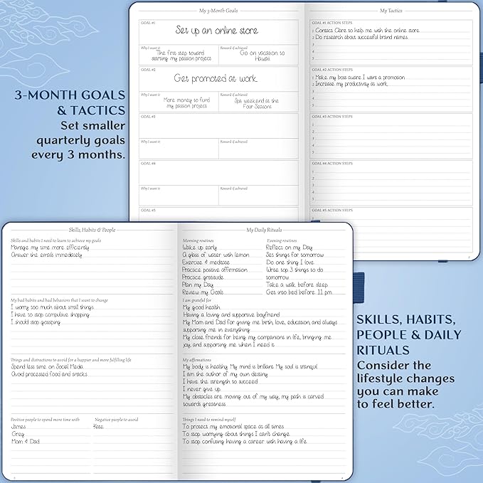 Legend Planner Daily for 3 Months – Undated Monthly Weekly & Daily Planner to Hit Goals. Organizer & Productivity Journal, A5 (Mystic Blue)