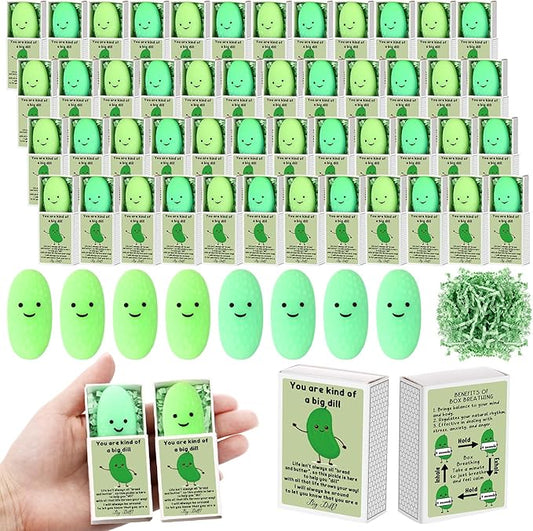 Wettarn 12 Sets Appreciation Pickle Gifts Cute Stress Balls with Support Gift Boxes Inspirational Party Favors for Employee Coworker Friends Office Positive Relief Toys