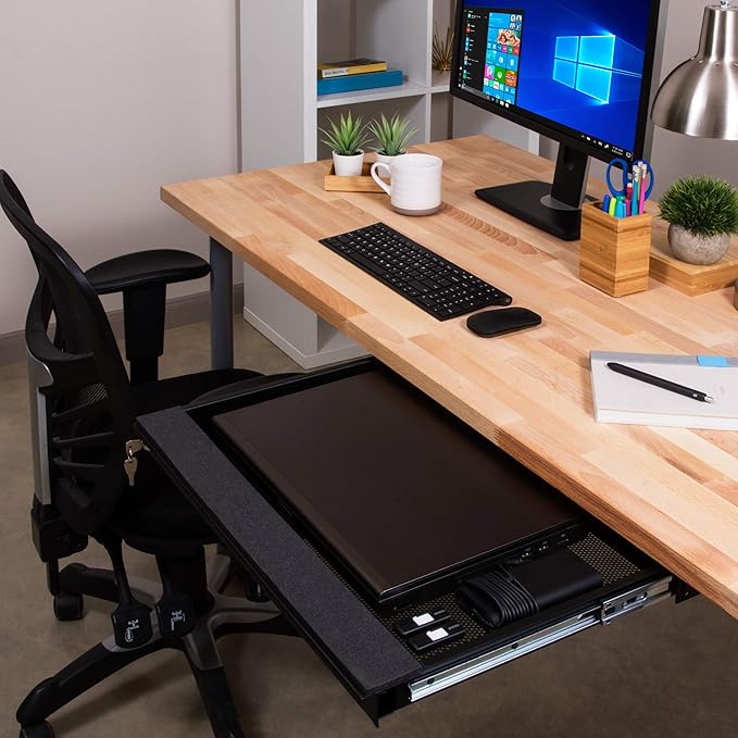 Penn Elcom Under Desk Laptop Drawer, Lockable, for 20” Laptops - Premium Sliding Security Drawers - Model EX-6171B