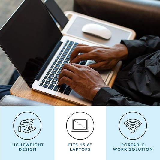 LAPGEAR Home Office Lap Desk with Device Ledge, Mouse Pad, and Phone Holder - Oak Woodgrain - Fits up to 15.6 Inch Laptops - Style No. 91589