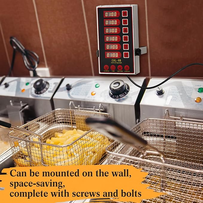 1 Pack 6-Channel Digital Kitchen Timer, Commercial Cooking Timer with Loud Alarm, Large LCD Display, for Restaurants, Baking, Labs, Multiple Independent Countdown Timers