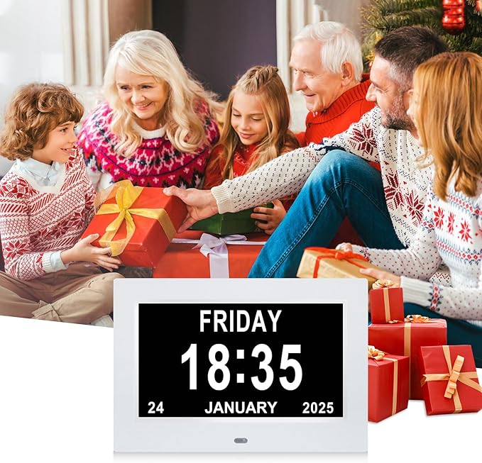 7 Inch Dementia Clock,Digital Calendar Clock with Day and Date of Week,Alzheimer Clocks for Elderly Memory Loss,5 Display Modes,12 Alarms,Auto-Dimming,12/24 hour Clock with 1.5M Adaptor,Auto DST