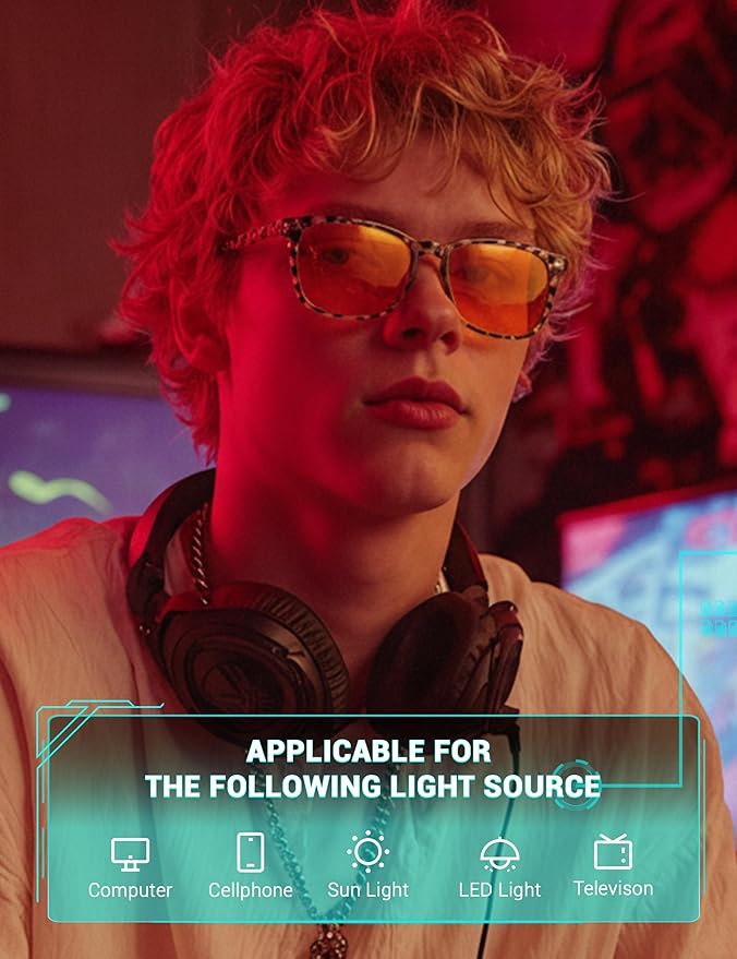 TIJN Blue Light Blocking Glasses Dual AR Coatings Amber Orange Lens for Computer Gaming