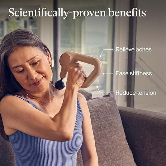 TheraGun Relief by Therabody - Easy-to-Use, Comfortable & Light Handheld Percussion Massage Gun for Everyday Pain Relief Massage Therapy in Neck, Back, Leg, Shoulder and Body (Sand)