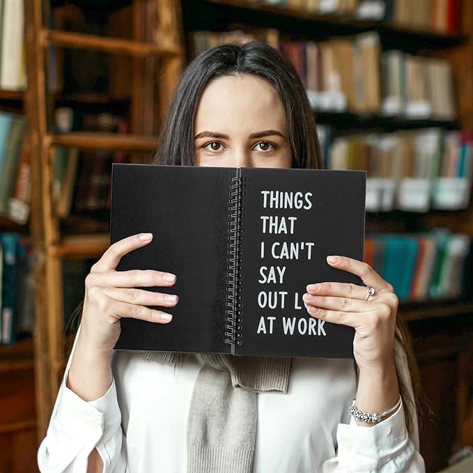 GioXtra Office Spiral Journal Notebook - 4Pcs Humorous Work Quote A5 Lined Pages Spiral Journal College Ruled Hardcover Notebook Work School Note Taking Supplies Thick Paper Subject Boost Productivity