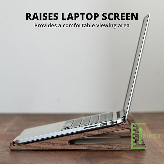 muso wood Laptop Stand for Desk, Walnut Laptop Riser, Ergonomic Wooden Laptop Ventilated Stand with 10 to 17.3 Inches Notebook PC Computer - Walnut