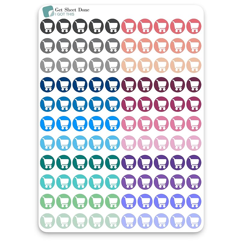 Grocery Shopping Planner Sticker / 110 Vinyl Dot Stickers (1/3”) / Transparent/Chores Productivity Life Planner/Bujo Bullet Journaling/Todo Reminder (3 Sheets)