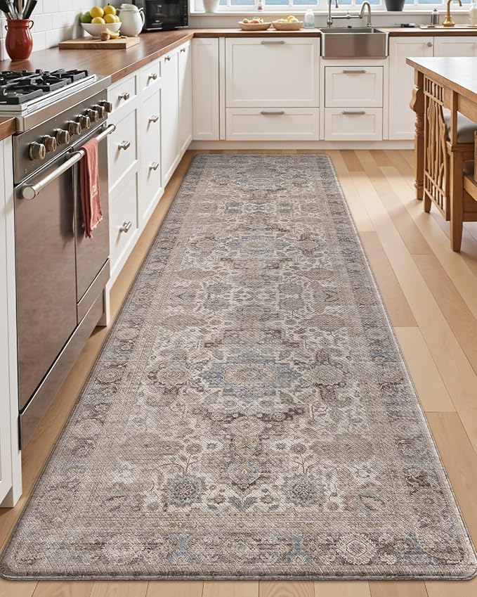 LUMI Kitchen Mat Anti Fatigue Cushioned, Memory Foam Padded Standing Rug Waterproof, Non Slip Comfort Floor Runner for Home, Sink, Laundry, Office, 24"x87", Taupe