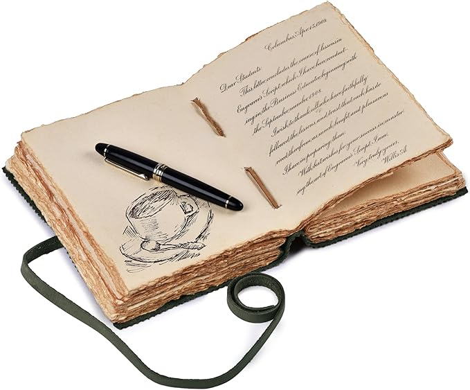 LEATHER VILLAGE Leather Bound Floral Embossed Journal for Women Men - 200 Pages, 10X7 Inches, Aqua - Book of Shadows, Vintage Blank Paper Travel Diary, Notebook for Writing, Drawing, Sketchbook