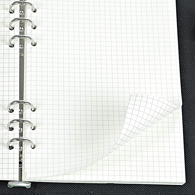 135 Sheets Planner Refill Paper 5mm Squared Inserts Paper A5 6 Holes Binder Grid Notepaper for Filofax Bullet Journals Diary (8.26x5.59 Inch)