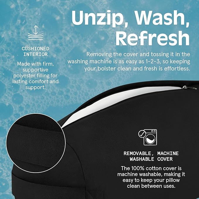 Retrospec Retrospec Sequoia Yoga Bolster Pillow - Meditation Cushion for Yoga Practices - Includes Machine Washable 100% Cotton Cover & Durable Carry Handle