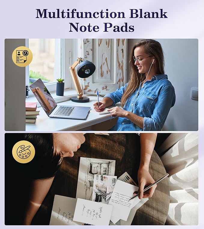 Notepads 3x5, 6 Pack Small Note Pads, Server Note Pads, Scratch Pads 3x5, Memo Pads White Paper, 50 Sheets per Blank Note pads 3x5, Small Writing Pads Pocket Notepads for Office School Home Supplies