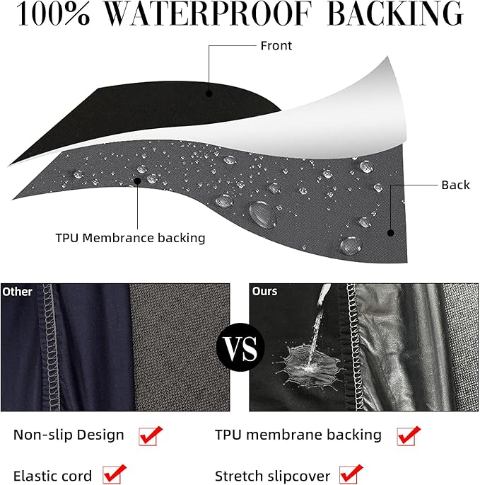 12Pcs Patio Cushion Covers Waterproof, Cushion Covers, Stretch Outdoor Couch Covers, Patio Couch Slipcovers, Patio Cushion Covers Replacement, Outdoor Chair Cushion Covers (Black)