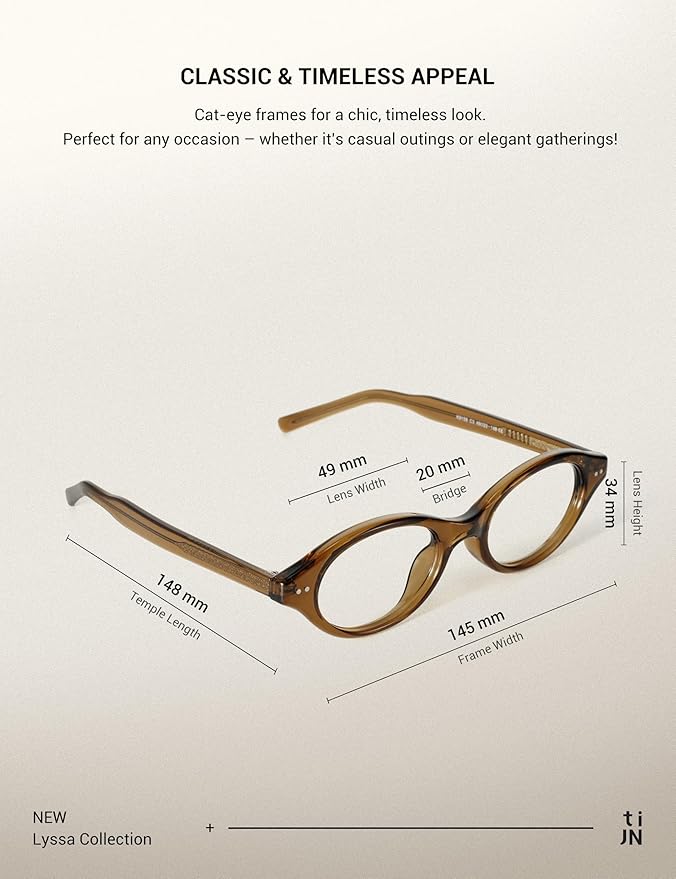 TIJN Olisa Blue Light Blocking Glasses for Women Men,Oval Glasses Frame Bluelight Glasses for Gaming/Computer/Screen