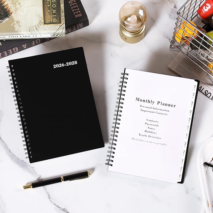 2026-2028 Monthly Planner/Calendar - 3 Year Monthly Planner 2026-2028, JAN 2026 - DEC 2028, 6.2" x 8.3", Inner Pocket, Polypropylene Cover, 36-Month Tabs