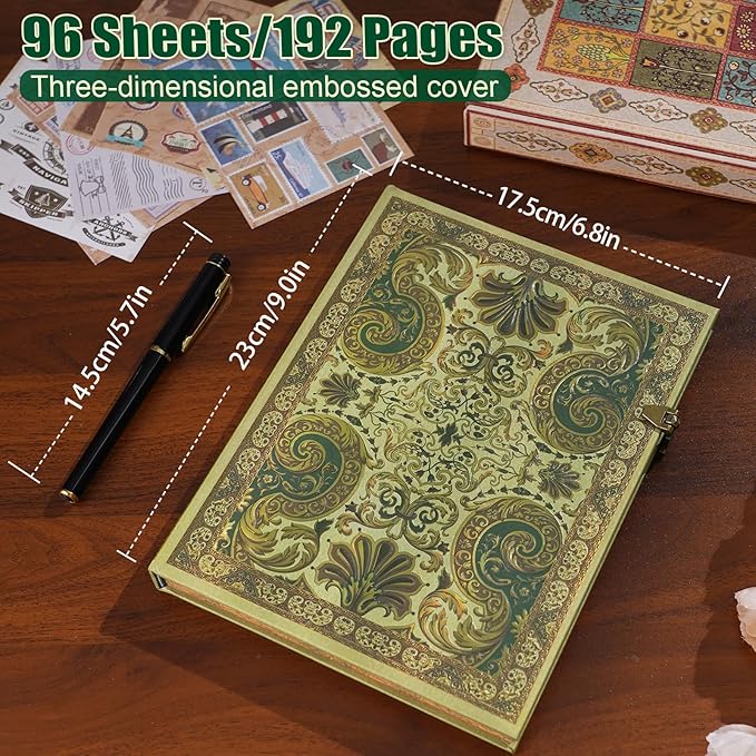 Vintage 3D Gilded Spinning Dream Cover Hardcover Journal,96 Sheets/192 Pages Vintage Lined Journal,Comes With Envelope Pocket Journal,Suitable As A Notebook,Travel Diary,Or Wedding Anniversary.