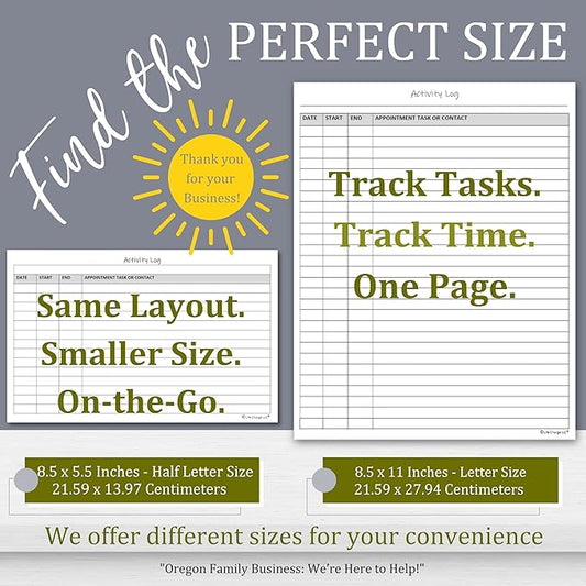Activity Log Notepad – Daily Tracker Planning Pad for Office Productivity, Task Tracking & Time Management Planner – Work Communication Logbook Timesheet, Get Organized – 8.5 x 11 Legal Pad, 60 Page