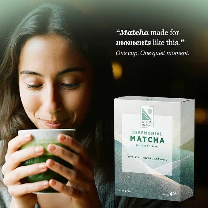ALIGN MATCHA - Ceremonial Grade Japanese Matcha Powder 50g 42 Servings for Daily Focus, Smooth Energy & Vibrant Clarity, Fine Stone-Ground Green Tea for Lattes, Smoothies & Rituals, Sourced from Japan
