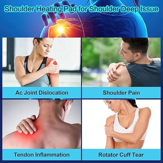 Heated Shoulder Brace for Men Women, USB Rechargeable Shoulder Heating Pads, Shoulder Massager for Pain Relief, Cordless Heated Shoulder Wraps for Left Right Rotator Cuff Support, 5000mAh