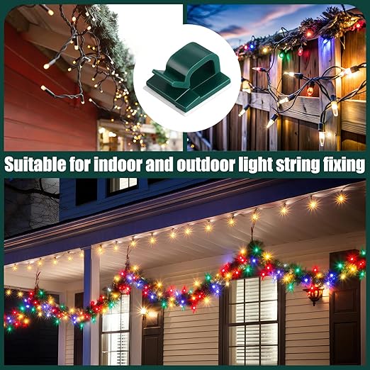 Blulu 100 Pcs Adhesive Cable Clips Bulk Wire Holder for Cord Organizer Clips Cable Management Outdoor Light Hooks for Christmas Wall String Lights Fairy Lights