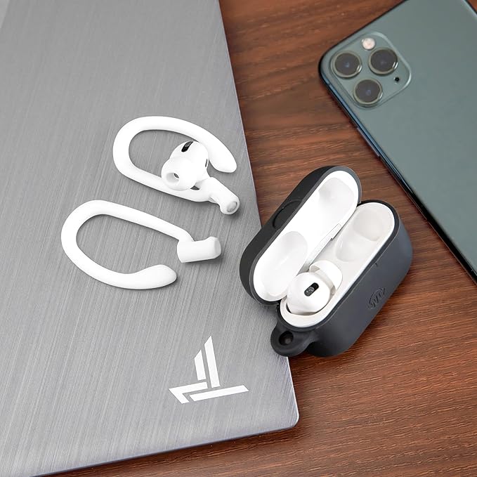 WC HookZ - Patented Upgraded Over Ear Hooks for AirPods Pro 1, 2 & AirPods 1, 2 & 3- Two Size Pairs Included in Package, Unique Left & Right Hook, Made by Wicked Cushions | Winter White