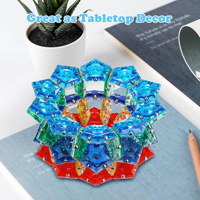 LAFFTRAK Magnetic Fidget Sphere Magnet Toys - Crystal Blue - Magnets Sensory Toys - 12 Piece Set - Creativity Beyond Imagination, Inspirational, Recreational, Fun Desk Toy for Adults