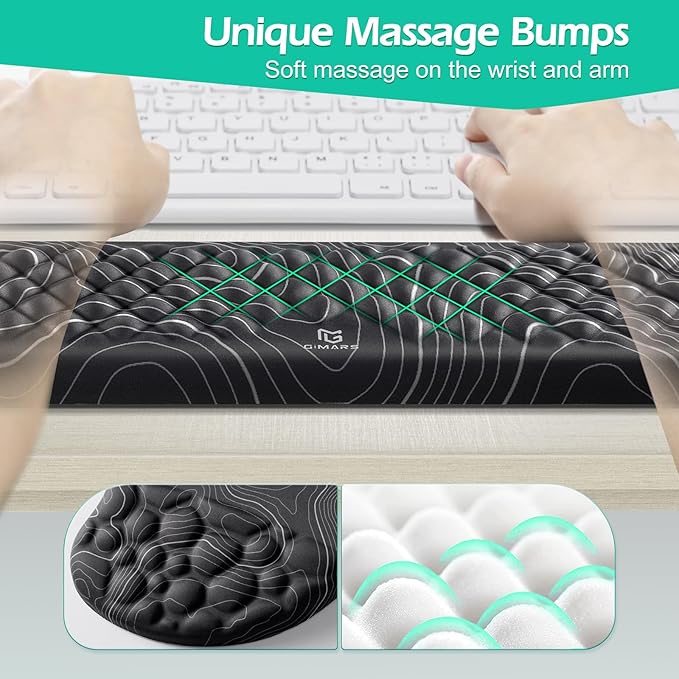 Gimars Upgrade Ergonomic Ultra-Soft Foam Keyboard Mouse Pad Wrist Rest Set, Smooth &Enlarge Wrist Support for Pain Relief, Computer, Laptop, Mac, Gaming, Office