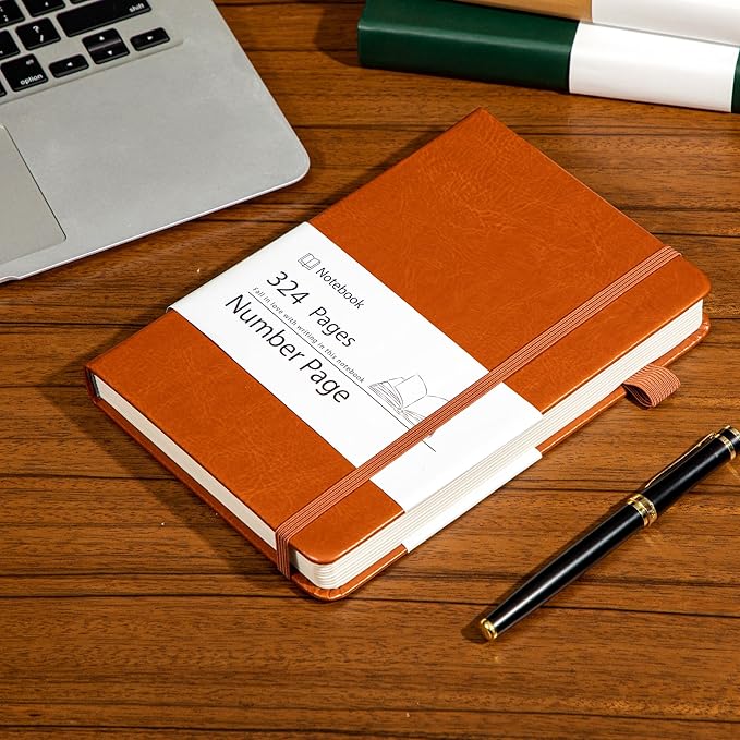 Yoment Lined Journal Notebook for Men Women 324 Pages Leather Bound Journals for Writing A5 Hardcover Journaling Notebooks 100 GSM Thick College Ruled Notebooks for Work School, Dark Brown