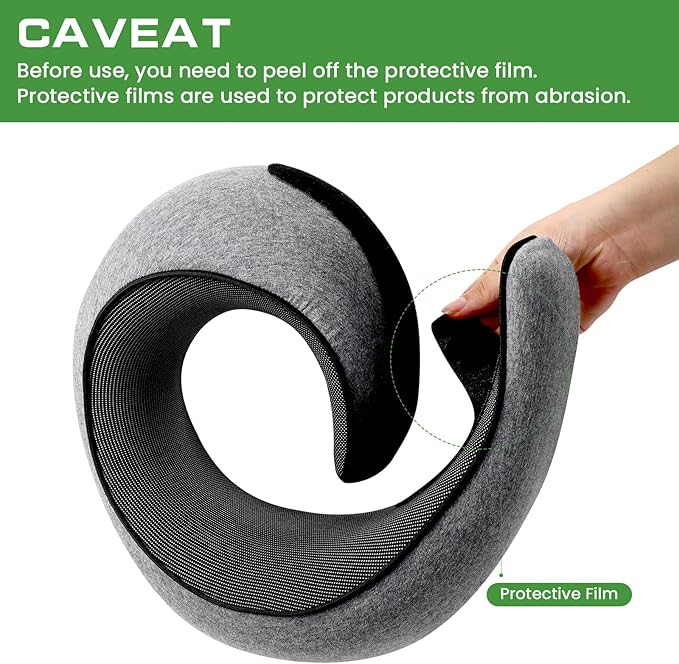 Badink® Memory Foam Neck Travel Pillow, Neck Pillow Airplane with MagicStrap – Adjustable Ergonomic Travel Pillow for Office/Airplane/Car, Washable Cover, Portable Cervical Support (Gray)