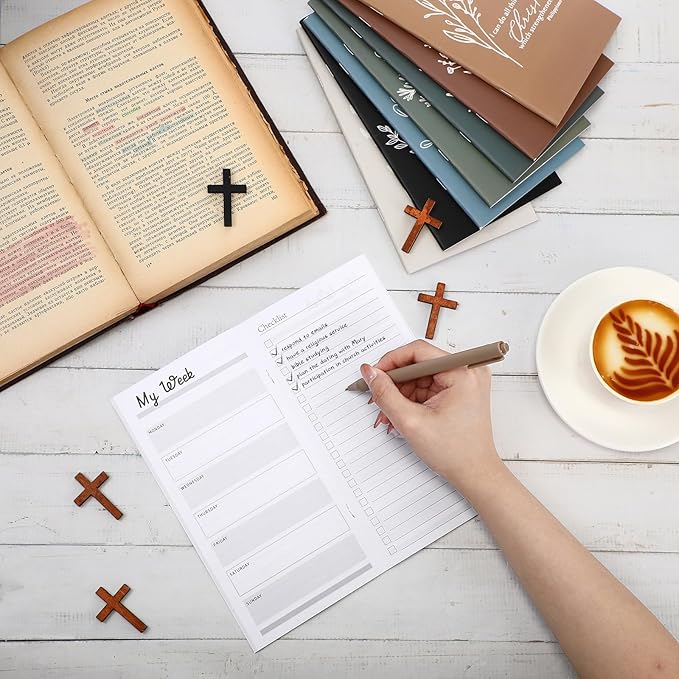 Qilery 30 Pcs Christian Gifts Bulk Pocket Planner 2025-2026 Prayer Journals for Women Men to Do List Weekly Goals for Pastors' Wives Appreciation Day Church Sunday School(Neutral Color,Aesthetic)