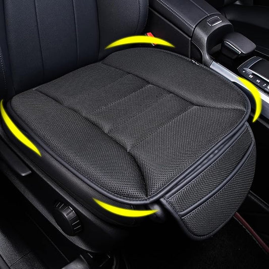 Premium Car Seat Cushion, Driver Cushion with Comfort Memory Foam & Non-Slip Rubber Bottom, Car Seat Pad Works with 95% of Vehicles and Office Chair or Home (4D Mesh - Black)