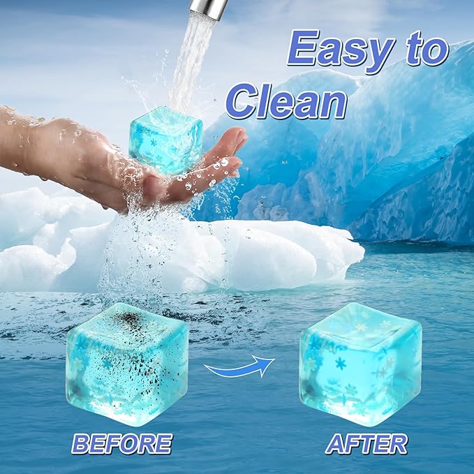 6 Pack Stress Balls Ice Cube with Snowflakes Inside, Sensory Squishy Ice Squeeze Toy Fidget Slow Rise Squishy Balls for Kids and Adults Anxiety Relief, Birthday Gifts Party Favors, Classroom Prizes