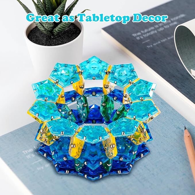 LAFFTRAK Magnetic Fidget Sphere Magnet Toys - Crystal Lake Blue - Magnets Sensory Toys - 12 Piece Set - Creativity Beyond Imagination, Inspirational, Recreational, Fun Desk Toy for Adults