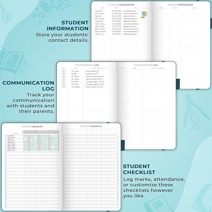 Clever Fox Teacher Planner – School Year Planner with Calendars & Lesson Plans – Teacher Plan Book for Classroom & Homeschool Organization - Undated, 7x10″, Hardcover (Dark Teal)
